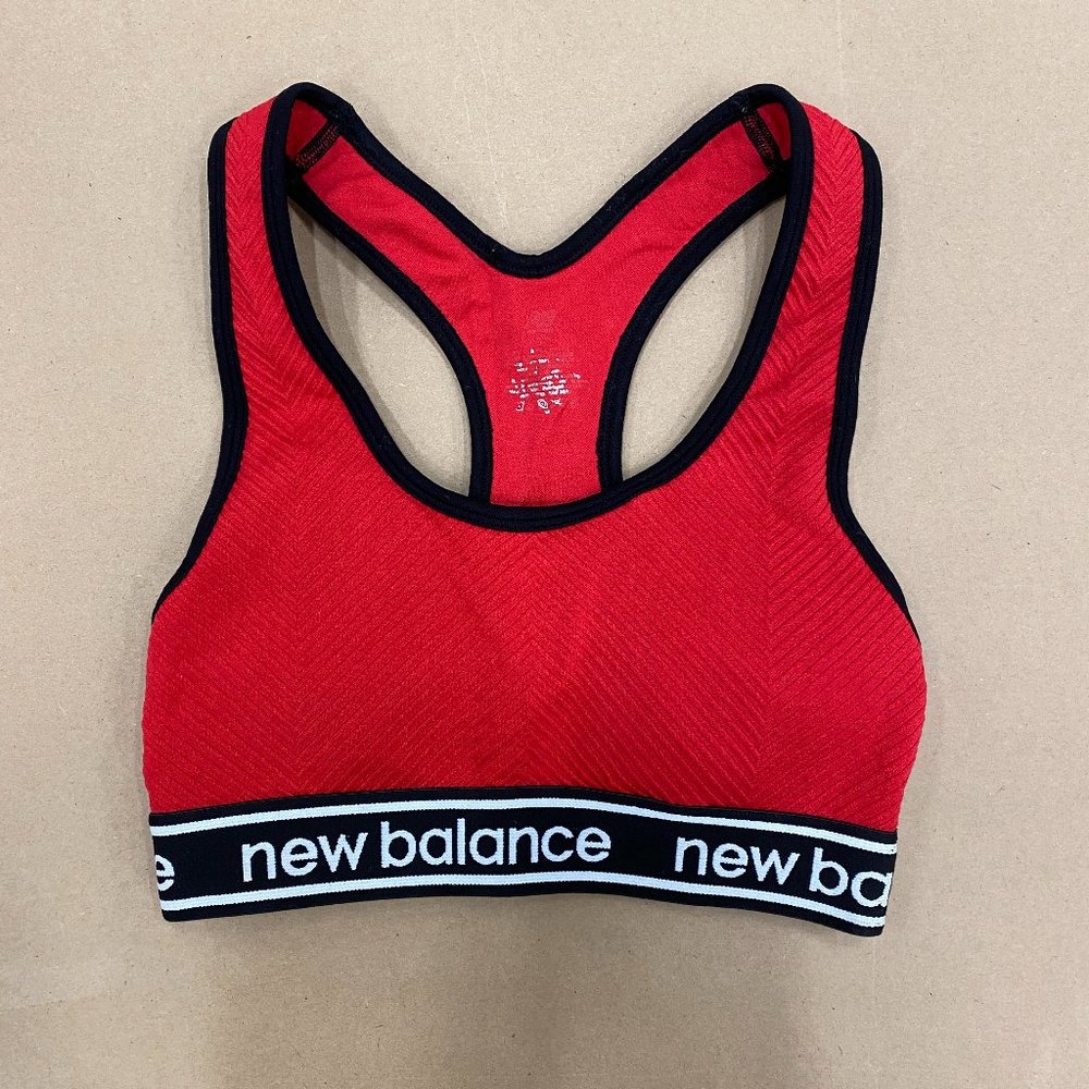 New Balance- Womens Spandex/Nylon Red, Black Sports Bra Athelesiure- Sz S